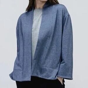 Ministry of Supply Fusion Terry Cardigan Womens Size XS Pockets Blue Indigo NWT